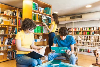 Students reading in library